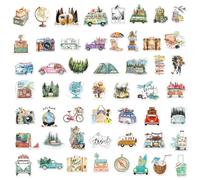 50 PCS Adesivi da viaggio, Adesivi da viaggio, Dimensioni mini, Accessori per scrapbooking, Adesivi decorativi per diario, Taccuino, album per bottiglie d'acqua, custodia per cellulare