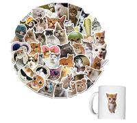 50 Pcs Adesivi Divertenti Meme, Gatto Meme, Adesivi Divertenti classici per adulti, decalcomanie di moda Graffiti colorati adesivi in vinile impermeabile per laptop Skateboard
