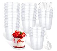 50 Pcs Coppette Dessert, Coppette Da Dessert, 120 ml Ciotoline Plastica, Ciotole Dessert, Bicchierini Monoporzione Dolci, Bicchierini Da Dessert Riutilizzabile Coppette Gelato Plasti