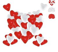 50 Pcs Palloncini a Forma di Cuore Rosso Bianchi, 10 Pollici Palloncini a Forma di Cuore Elio, Cuore Lattice Palloncino, Palloncini Matrimonio Cuore per Anniversari, San Valentino, Compleanno Decor