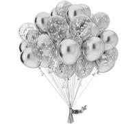 50 Pcs Palloncini argento e Trasparenti Coriandoli Dorati,Palloncini argento e Trasparenti Scintillanti,Kit Palloncini Decorazione Compleanno,Battesimo,Baby Shower,Addobbi Matrimonio