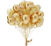 50 Pcs Palloncini Oro e Trasparenti Coriandoli Dorati,Palloncini Oro e Trasparenti Scintillanti,Kit Palloncini Decorazione Compleanno,Battesimo,Baby Shower,Addobbi Matrimonio