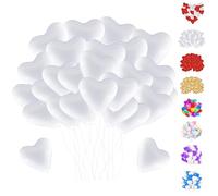50 Pcs Palloncino a Cuore Bianco, 10 Pollici Palloncini Elio a Forma di Cuore, Lattice per Matrimonio, Anniversari, San Valentino, Compleanno Decorazione