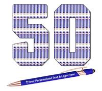 50 Penna Personalizzata con Incisione Nome Logo Penne Personalizzate Penna Touch Regali Ufficio Datore Di Lavoro Sacerdote Testimone Nozze Laurea, Blu