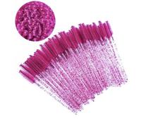50 pennelli per mascara per ciglia, applicatori per sopracciglia, kit per il trucco, con olio di ricino per sopracciglia (rosso rosa)