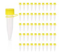 50 Pezzi 1.5 ml Provette in Plastica Trasparente con Coperchio, Provette in Plastica per Provette da Centrifuga, Provette Bottiglie di Campione per Esperimenti Laboratorio Chimica (Giallo)