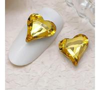 50 pezzi 12×13,0 mm Cuore di pesca per unghie con cristalli a punta e diamanti sul fondo, gioielli con diamanti per unghie a forma di ghiaccio attraverso l'amore - Dorato 50 pezzi