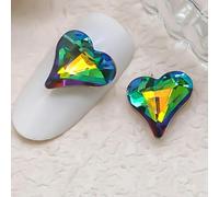50 pezzi 12×13,0 mm, per unghie a forma di cuore di pesca, fondo appuntito, gioielli con diamanti, ghiaccio attraverso l'amore, unghie con diamanti - Arcobaleno 50 pezzi