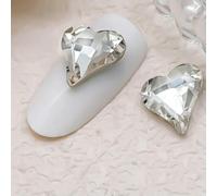 50 pezzi 12×13,0 mm, per unghie a forma di cuore di pesca, fondo appuntito, gioielli con diamanti, ghiaccio attraverso l'amore, unghie con diamanti - Bianco 50 pezzi