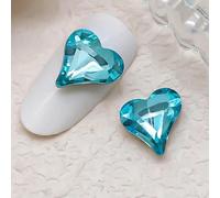 50 pezzi 12×13,0 mm, per unghie a forma di cuore di pesca, fondo appuntito, gioielli con diamanti, ghiaccio attraverso l'amore, unghie con diamanti - Lago blu 50 pezzi