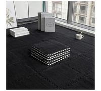 50 pezzi, 12x12 pollici, soffici piastrelle for tappeti ad incastro, tappetino antiscivolo in schiuma EVA, tappeto in schiuma puzzle di peluche(Black)