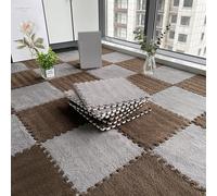 50 pezzi, 12x12 pollici, soffici piastrelle for tappeti ad incastro, tappetino antiscivolo in schiuma EVA, tappeto in schiuma puzzle di peluche(Gray+dark Brown)