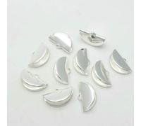 50 pezzi 13/15/20/25 mm terminali in metallo per connettori di chiusura per cordini in pelle con nappe, fermagli per la creazione di gioielli HK096 - Colore argento brillante - Dimensioni miste (50