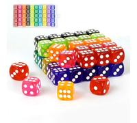 50 Pezzi 14mm Dadi da Gioco 6 Facce, 10 Colori, Dadi A 6 Lati Set Acrilici Traslucidi, Dadi con Angoli Arrotondati per l'intrattenimento di gioco e l'assistenza matematica