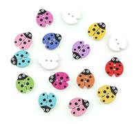 50 pezzi 16x18 mm colori misti 2 fori bottoni decorativi adorabili coccinelle animali dei cartoni animati bottoni in legno cucito scrapbooking-default
