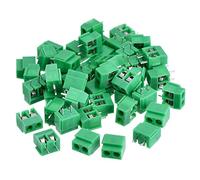 50 Pezzi 2 Pin 5 mm Morsettiera di PCB Monte Vite Connettore del Blocco Terminali 300V 10A (Verde)