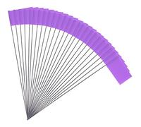 50 Pezzi 5,1x7,6cm Bandiere di Marcatura per Prato con Asta in Acciaio Vinile Bandierine Calcio d'Angolo per Uso Industriale Servizi Pubblici Sotterranei Architettura del Paesaggio (Viola)