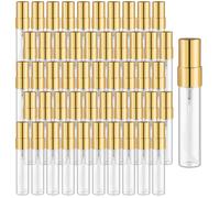 50 Pezzi 5 ml/0,17 fl.oz Bottiglie di Vetro Mini Spray Trasparenti con Nebbia Fine, Flaconcini Vuoti Ricaricabili per Profumo Cosmetico, Liquido per Profumo in Campione, Spray Fai-da-Te, Tappo Oro, 5