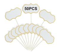 50 Pezzi 9 x 15 cm Etichette con Dentistica e colla,Vuote Etichette Decorativi, Plettri per lavagna bandierine alimenti,Targhette Buffet,per Feste, Matrimoni, Compleanni