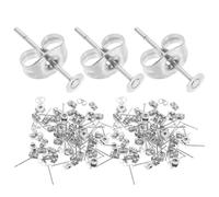 50 Pezzi Accessori per Orecchini in Acciaio Inox Argento, per DIY | Base Piatta, Fissaggio Stabile dei Perni, Resistenza alla Ruggine, Kit Creazione Orecchini e Gioielli