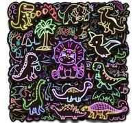 50 Pezzi Adesivi Bambini, Dinosauri Stickers Neon Adesivi Vinile Impermeabili Sticker per Pc Computer Portatile Chitarra Skateboard Bottiglia Auto Moto Biciclette Valigia