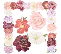 50 Pezzi Adesivi Floreali PET per Scrapbook e Laptop | Vari Stili, Facili da Applicare e Rimuovere, Effetto Decorativo, per Quaderni e Decorazioni Creative