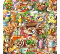 50 pezzi Adesivi trasparenti in PET per cucina e cibo, decalcomanie di utensili da cucina in acquerello e pasti deliziosi, adatti per scrapbooking, junk journal, artigianato in resina, decorazione di 