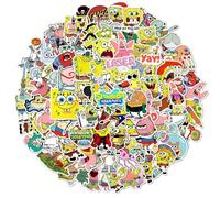 50 pezzi Adesivi ufficiali di SpongeBob SquarePants, di alta qualità, con personaggi come Eugene H. Krab, Squidward Tentacles, Sandy Cheeks, Sheldon J. Plankton, impermeabili, ideali per decorare bott