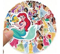 50 pezzi Adesivi ufficiali Disney Princess Cenerentola, Aurora, Ariel, Belle, Jasmine, Mulan, Tiana, vinile impermeabile, regali, cartoni animati per borracce, computer portatile, paraurti, bottiglie 