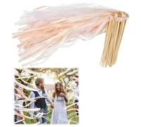 50 Pezzi Bacchette Magiche Per Matrimonio, Bacchette Da Sposa Con Campana Bacchette Nuziali Bacchette Di Pizzo Romantiche Bastoncini Stelle Filanti Per Matrimoni, Compleanni, Natale (Champagne)