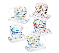 50 Pezzi Bambini per Mascherine Protezione per Il Viso USA e Getta 3 Strati Stampa arcobaleno Tessuto Cotone Antipolvere Visiera Bocca Faccia Adatto Regolabile Disegni Comfort Traspirante (D-004)