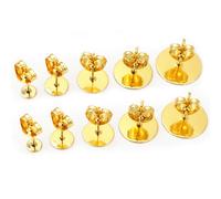 50 pezzi Basi di orecchini a perno in acciaio inossidabile color oro da 3-12 mm con fermi per orecchini per accessori per la creazione di gioielli fai-da-te 5mm,6mm,8mm,10mm,12mm,3mm,4mmAcciaio inossi