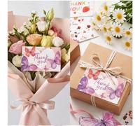 50 pezzi Biglietti di ringraziamento con cuore e farfalla ad acquerello - Biglietti artistici fai-da-te con contrasto viola & rosa, adatti a tutti i destinatari per esprimere gratitudine, perfetti com