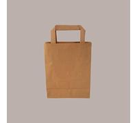 50 Pezzi Borsa Carta Reciclata Avana Manico Pattina Eco 18+8x22 colore marrone naturale IMBALLAGGI ALIMENTARI