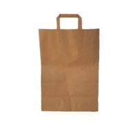50 Pezzi Borsa Carta Riciclata Avana Eco con manico pattina colore marrone naturale 45+15x49 IMBALLAGGI ALIMENTARI