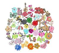 50 Pezzi Bottoni Colorati Decorativi in Legno Bottoni avec 2 Trous Animaliper Cucito e Lavorazione Mélangée Boutons Enfants per Il Mestiere di Cucito Scrapbooking Fai da Te a Mano Ornamento