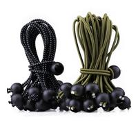 50 Pezzi Bungee Ball, Corde Elastiche con Sfere, 150mm Elastici Sfera, Corda Elastica, Tenditori Elastici per Teloni Tende Baldacchino Striscioni Bandiere Campeggio(Nero e Verde)
