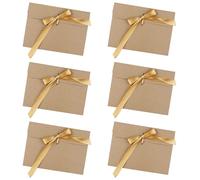 50 pezzi Busta Kraft, Ambesty Retrò Busta Kraft Riciclata di Retro Carta Fatti a Mano in stile Vintage per Inviti, Cartoline, Matrimonio, Compleanno, Natale, Ringraziamento (Nastri dorati)