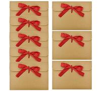 50 Pezzi Buste in Carta Kraft, Busta con Nastro, DIY Buste per Buoni Regalo in Stile Vintage, per Inviti Fatti a Mano, Cartoline, Biglietti di Auguri, Matrimonio, Compleanno (Borgogna Nastro)