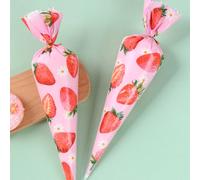 50 pezzi Buste per caramelle a forma di triangolo con motivo fragola rosa, buste regalo per il 1° compleanno, bomboniere per feste a tema fragola, confezioni regalo per festa di nascità e gender revea