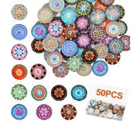 50 Pezzi Cabochon Vetro Colorate 20mm, Cabochon Vetro per Lavori a Mosaico, Cabochon Vetro Piatto Assortite per Decorative e Gioielli