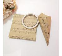 50 pezzi Carta Kraft pieghevole con motivo di note musicali retrò, coni di carta da zucchero, sacchetti di coni bouquet di caramelle e cioccolato, per la decorazione della festa nuziale di compleanno