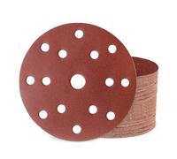 50 pezzi carta vetrata 150 mm velcro 180 grana 15 fori per levigatrice orbitale rotonda per legno, metallo e vernice