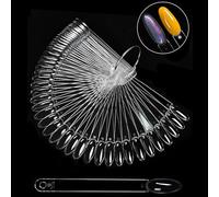 50 pezzi Chiare Finte Unghie Artificiali Suggerimenti Fan Design Display Sticks Nail Art Color Accesories per Saloni e Chiodi di Casa