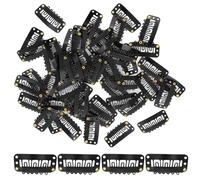 50 pezzi Clip per extension in metallo a forma di U per parrucche, in metallo e silicone, clip per parrucca per capelli neri, 6 denti, clip per extension per capelli per parrucche da donna