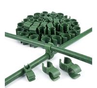 50 Pezzi Clip per Piante Rampicanti e Pomodori, Supporto Girevole 360° per Pali da 8/11/16/20mm, Connettori Fissi per Gabbia, Tralicci, Serre e Orto, Verde