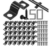 50 Pezzi Collari per Tubi a U Morsetti per Tubi Fascette Metalliche Stringitubo Nere Staffa a U 6 mm di Diametro Doppio Foro con 100 Viti Adatto per il Fissaggio di Canaline Portacavi e Recinzioni