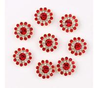 50 pezzi/confezione 14,0 mm a forma di fiore strass di C lucido con base dorata fai da te retro piatto incollare su perline da cucire abbaglianti strass-rosso-14,0 mm