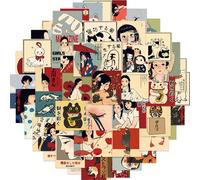 50 pezzi/confezione Adesivi retrò giapponesi fai-da-te creativi per laptop, PC, computer, smartphone, custodie per telefono, chitarra, tazze, viaggi, motociclette, accessori per auto, giocattoli, rega