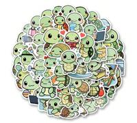 50 pezzi/confezione Graziosi adesivi con meme della tartaruga, etichette estetiche divertenti con cartoni animati kawaii di animali marini per scrapbooking, laptop, chitarra, sigillatura di buste, reg